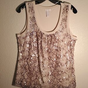 SNAKESKIN w/IRREDESCENT SEQUINS KNIT TOP  SIZE 1 (8)